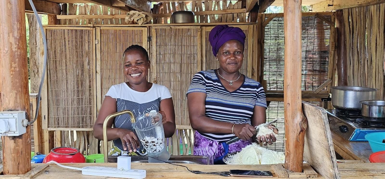 From gardens to kitchens — cooking team at Mnyumbuni kitchen